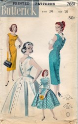 7681 BUTTERICK 1956 BACK BUTTON SLIM - CIRCULAR JUMPER, BLOUSE, DICKEY BLOUSE PATTERN 11 29'' B